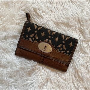Fossil Leather Wallet with Adorable Pattern